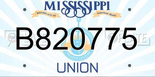B820775 Mississippi License Plate