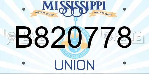 B820778 Mississippi License Plate