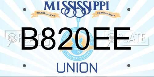 B820EE Mississippi License Plate