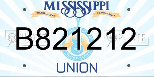 B821212 Mississippi License Plate