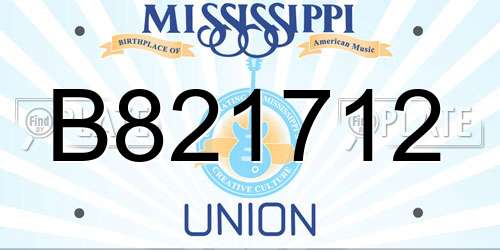 B821712 Mississippi License Plate