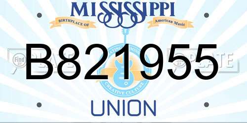 B821955 Mississippi License Plate