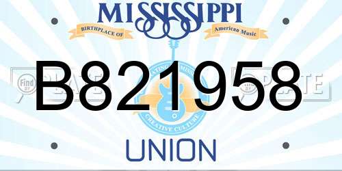 B821958 Mississippi License Plate