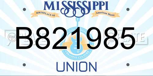 B821985 Mississippi License Plate