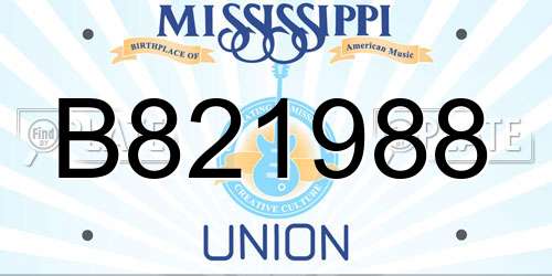 B821988 Mississippi License Plate