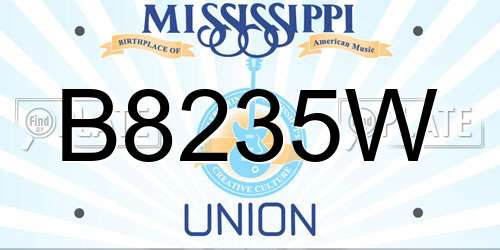 B8235W Mississippi License Plate