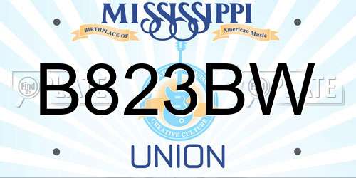 B823BW Mississippi License Plate