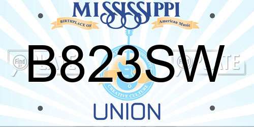 B823SW Mississippi License Plate