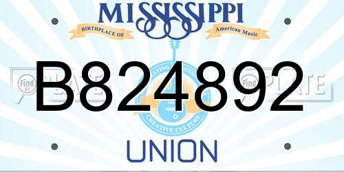 B824892 Mississippi License Plate