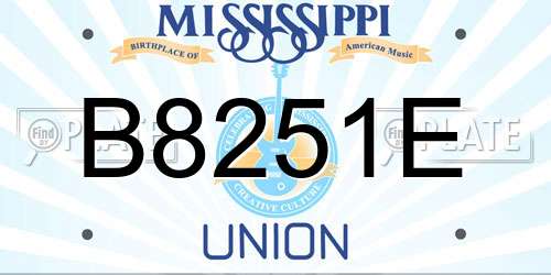 B8251E Mississippi License Plate