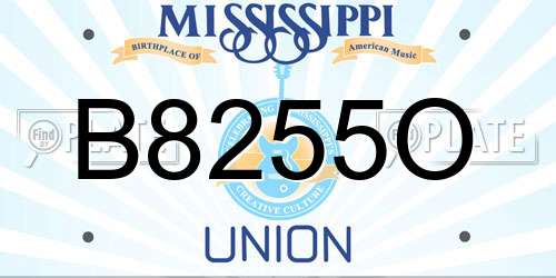 B8255O Mississippi License Plate