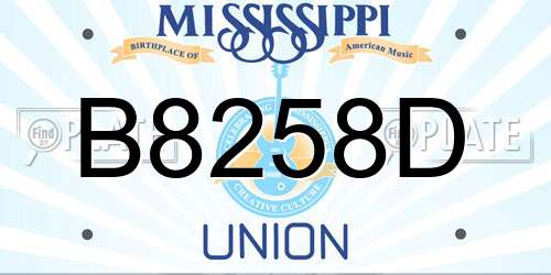B8258D Mississippi License Plate