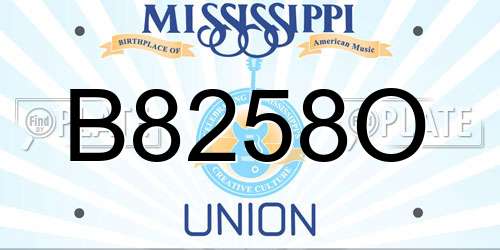 B8258O Mississippi License Plate
