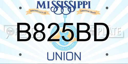 B825BD Mississippi License Plate