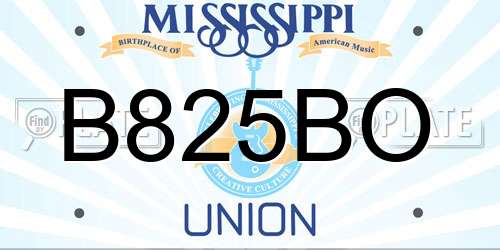 B825BO Mississippi License Plate