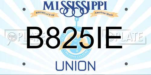 B825IE Mississippi License Plate