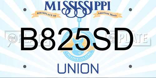 B825SD Mississippi License Plate
