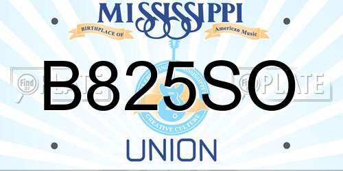 B825SO Mississippi License Plate