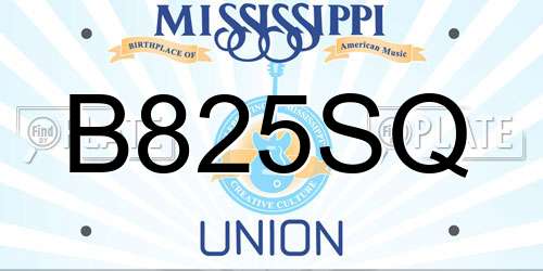 B825SQ Mississippi License Plate
