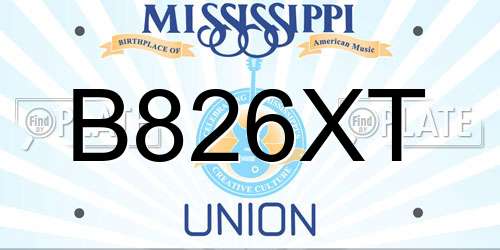 B826XT Mississippi License Plate