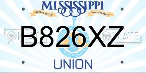 B826XZ Mississippi License Plate