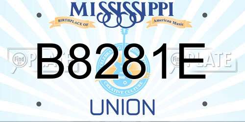 B8281E Mississippi License Plate