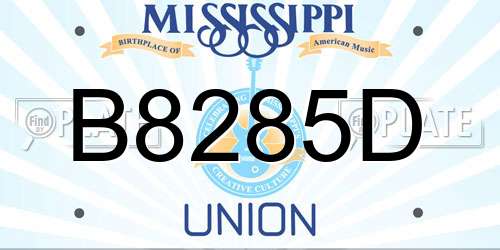 B8285D Mississippi License Plate