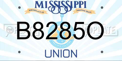 B8285O Mississippi License Plate