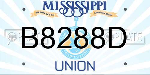 B8288D Mississippi License Plate
