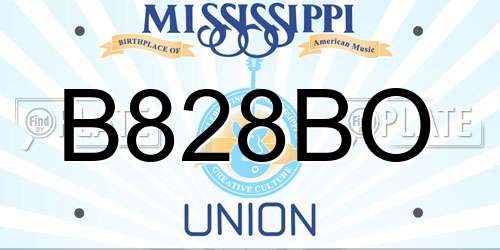 B828BO Mississippi License Plate