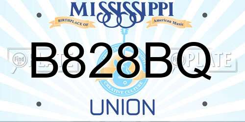 B828BQ Mississippi License Plate