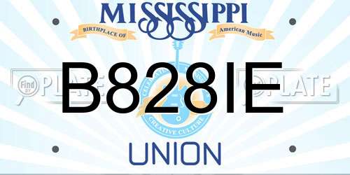 B828IE Mississippi License Plate