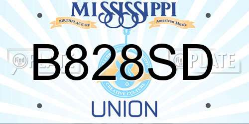 B828SD Mississippi License Plate