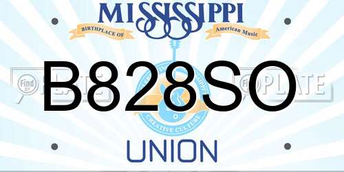 B828SO Mississippi License Plate