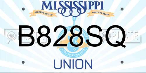 B828SQ Mississippi License Plate
