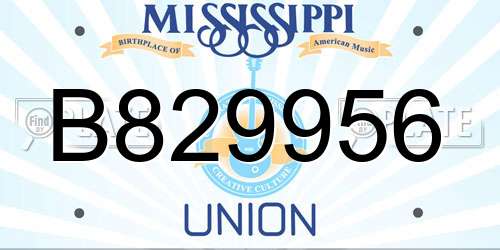 B829956 Mississippi License Plate