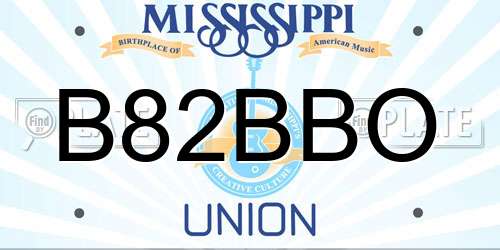 B82BBO Mississippi License Plate
