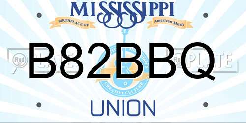 B82BBQ Mississippi License Plate
