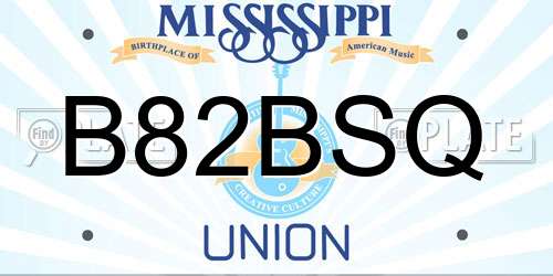 B82BSQ Mississippi License Plate