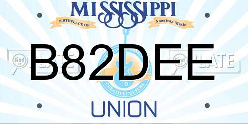 B82DEE Mississippi License Plate