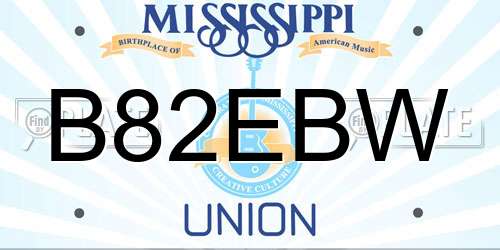 B82EBW Mississippi License Plate