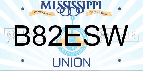 B82ESW Mississippi License Plate