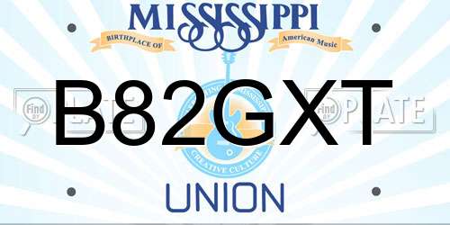 B82GXT Mississippi License Plate