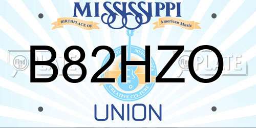 B82HZO Mississippi License Plate