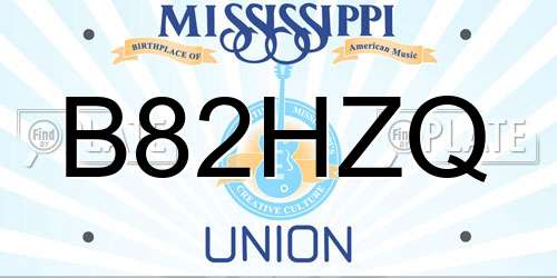 B82HZQ Mississippi License Plate