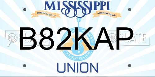 B82KAP Mississippi License Plate