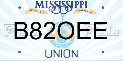 B82OEE Mississippi License Plate