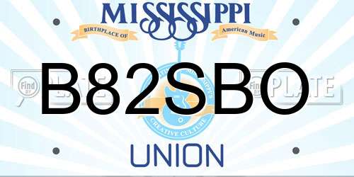 B82SBO Mississippi License Plate