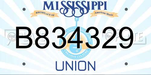 B834329 Mississippi License Plate