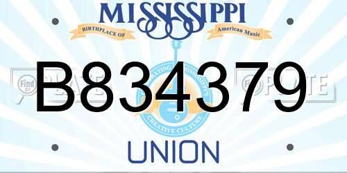 B834379 Mississippi License Plate